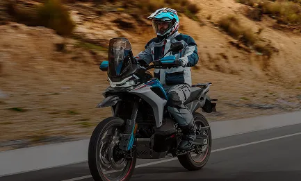 Motorcyclist riding on the road